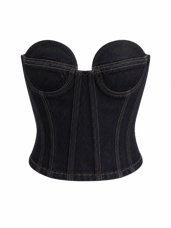 Zara Tops - Zara Black Denim Bustier Top